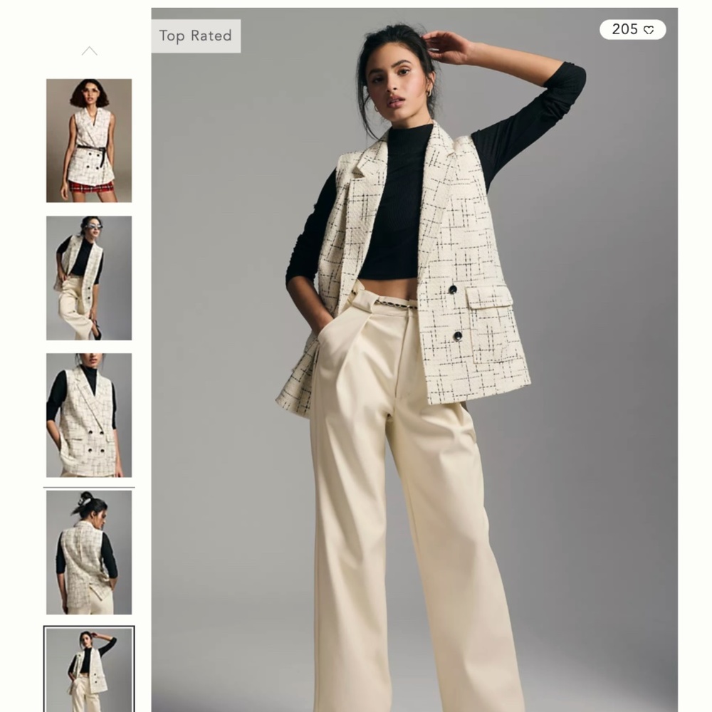 Anthropologie Maeve Tweed Vest, Black/White, 12 - Picture 5 of 11